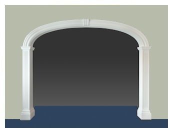 12ft wide elliptical arch with fluted key stone and fluted wrap around holbourn pilasters.